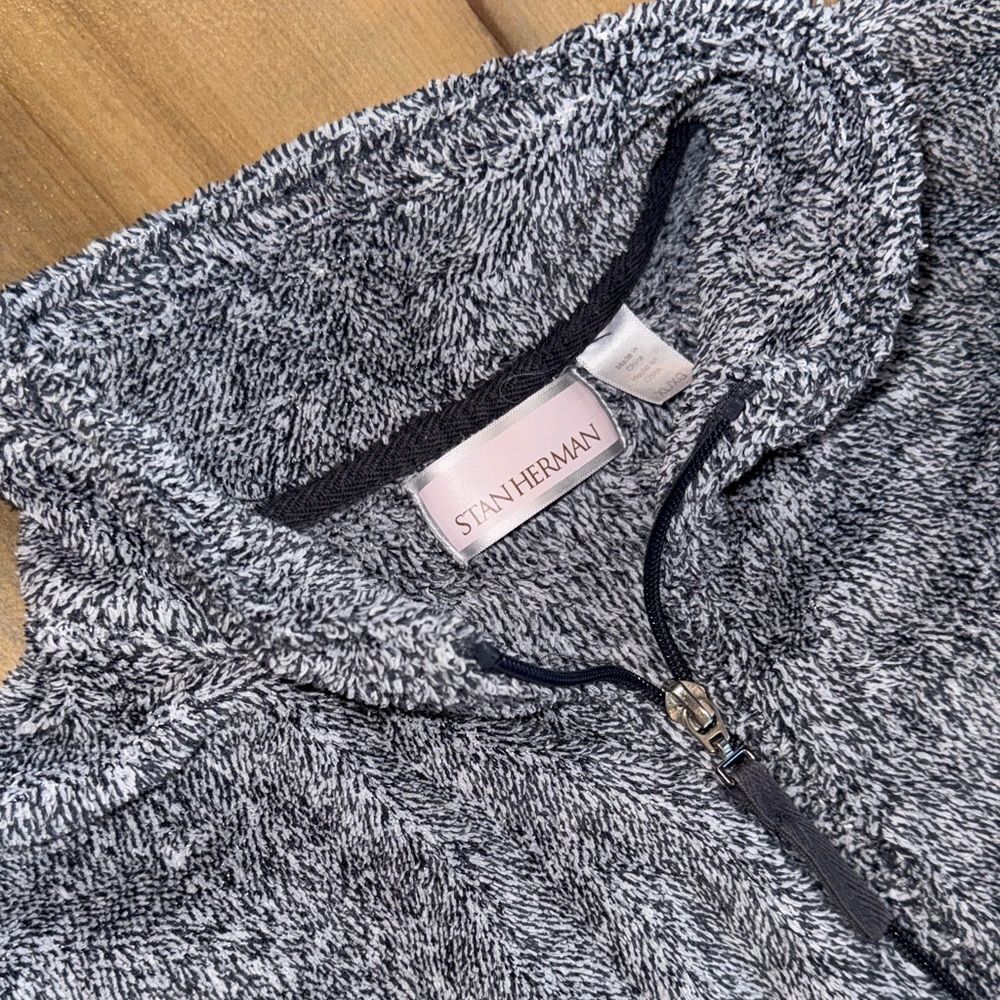 Stan Herman Cozy Heathered Zip Up Sweater Cardigan Lounge Layer - Picture 2 of 4